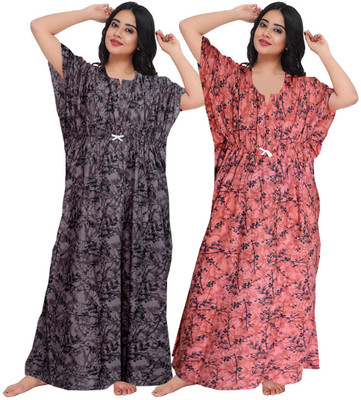 Kamlaenterprise Women Nightdress(Black, Red)