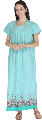 femimode Women Maternity/Nursing Nighty(Blue)