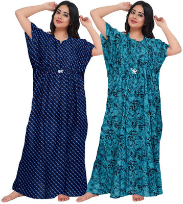 Veena Enterprises Women Nighty(Blue)