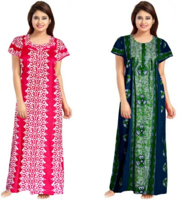 Sarika Fashion Women Nighty(Green, Pink)