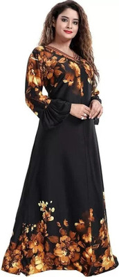 HouseOfCommon Women Nighty(Black, Yellow)