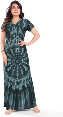 VELEZZA Women Nighty(Green, Grey)