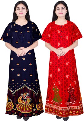 BDC ELEGANT Women Nighty(Red, Dark Blue)