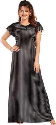 SHOPPING STATION Women Nighty(Black)