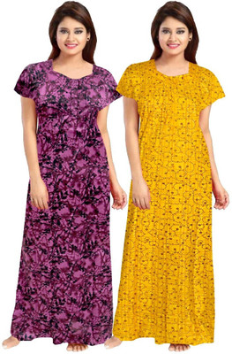 Hans Crafted Women Nighty(Pink, Blue)