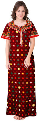 Maatoshri fashion Women Nighty(Maroon)