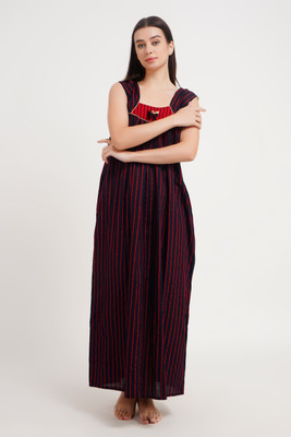 shardatextile Women Nighty(Red, Dark Blue)