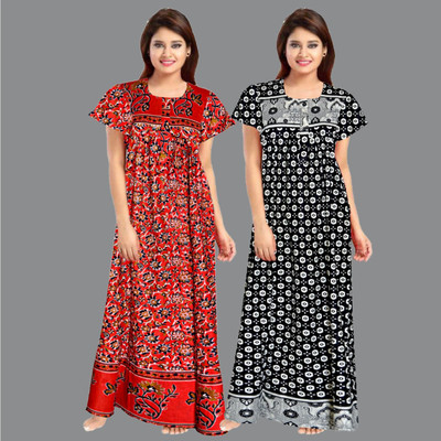 Sarika Fashion Women Nighty(Red, White)