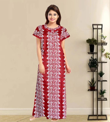 Saicreation Women Nighty(Red)