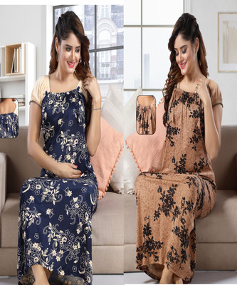 SHOPPING STATION Women Nighty(Multicolor)