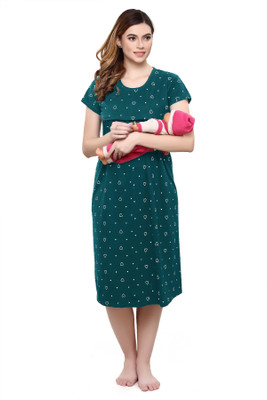 TIGYWIGY Women Maternity/Nursing Nighty(Blue)