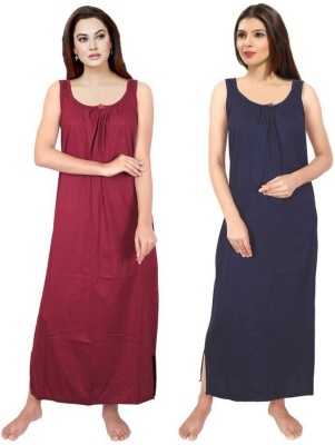 BROUZZZ4U Women Nighty(Maroon, Blue)