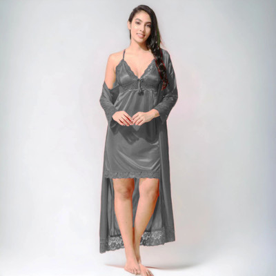 HouseOfCommon Women Nighty Set(Grey)