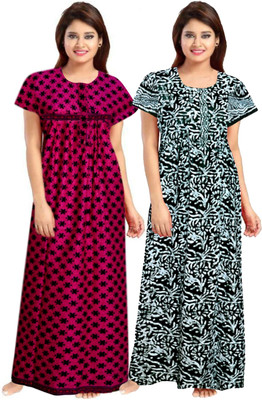 AAKARSHANA CREATION Women Nighty Set(Pink, Green)