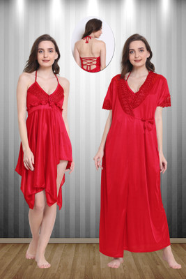 Must Have Women Nighty with Robe(Red)