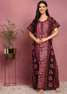 AakarShana Women Nightdress(Maroon)