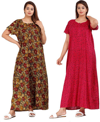 KrishvProducts Women Nighty(Pink)