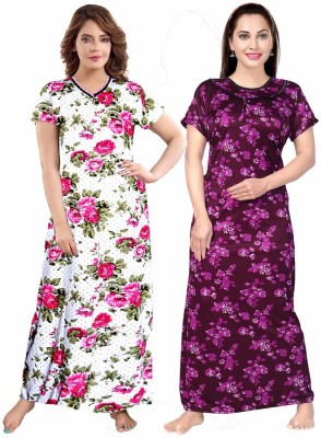 Siya Collection Women Nighty(Pink, Purple)