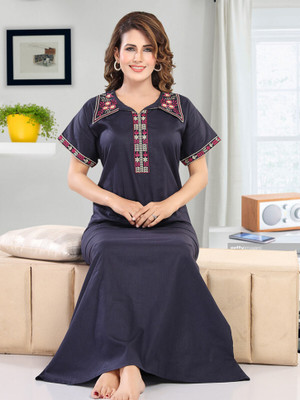 MARK & POLIS Women Nighty(Dark Blue)