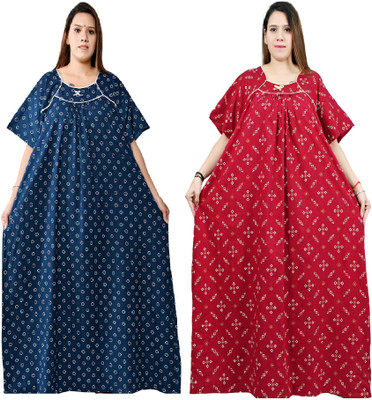 Bindass female collection Women Nighty(Blue, Red)