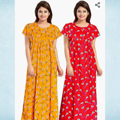 DreamBe Women Nighty(Red, Yellow)