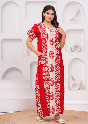 Fufufrog Women Nighty(Red, White)