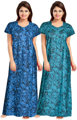 Hans Crafted Women Nighty Set(Blue, Green)