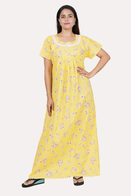 My Magic Creations Women Nighty(Yellow)
