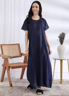 AakarShana Women Nightdress(Blue)