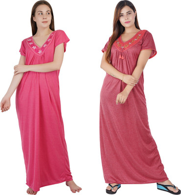 NACNO Women Nighty Set(Pink)