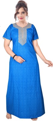 SHLOKE Women Nighty(Blue)