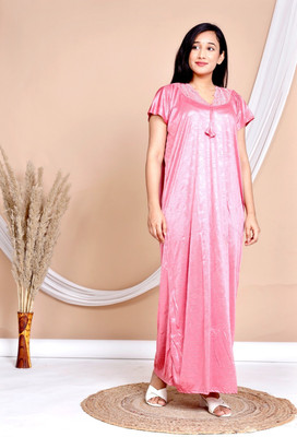 Saicreation Women Nighty(Pink)