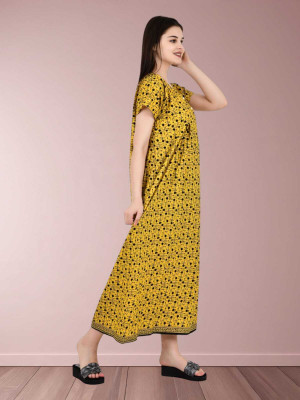 LDHSATI Women Nighty Set(Yellow)