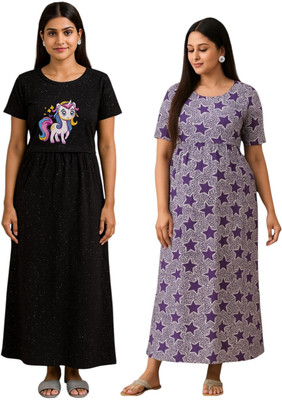 Juana Women Maternity/Nursing Nighty(Multicolor)
