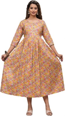 Kavi Fab Women Printed Anarkali Kurta(Pink)