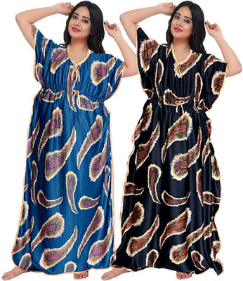 Saviaara Women Nighty(Blue)