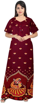 AakarShana Women Nighty(Maroon)