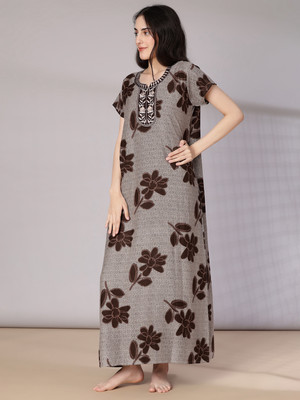 V-MART Women Nighty(Brown, Grey)