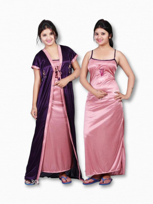 Riaan Fab Women Nighty with Robe(Purple)