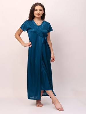 Punchi Women Nighty with Robe(Light Blue)