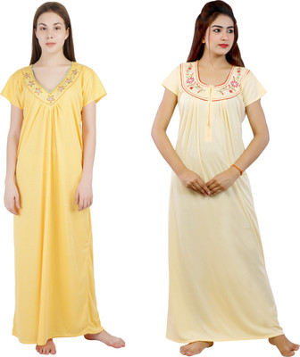 NACNO Women Nighty Set(Yellow)