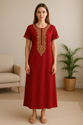 ZOMAH Women Nighty(Maroon)