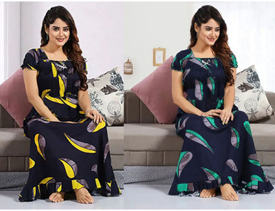 PremStyles Women Nighty(Multicolor)