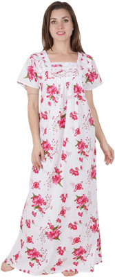 LDHSATI Women Nighty(Pink, White)