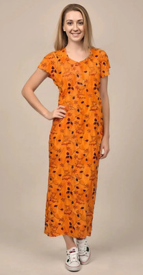 AakarShana Women Nightdress(Orange)