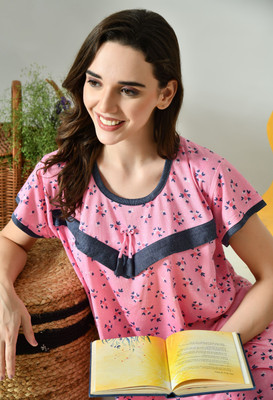 Dreamom Women Maternity/Nursing Nighty(Pink)