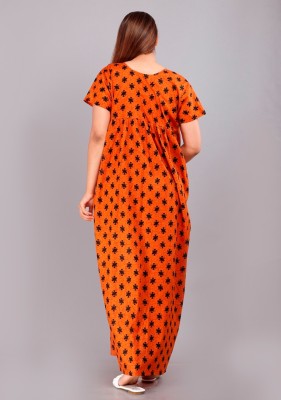 BHOOMI ENTERPRISES Women Nighty(Orange)