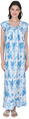 H&Y Women Nighty(Blue, White)