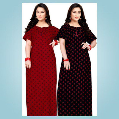 DreamBe Women Nighty(Red, Blue)