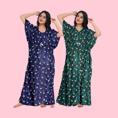 dinesh enterprises Women Nighty(Blue, Green)